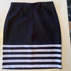 Eloquii Black White Striped Pencil Skirt Plus Size Stretch Workwear 16
